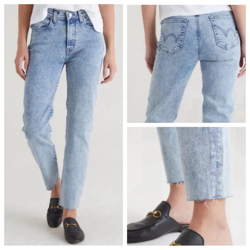 New! Edwin Bree High Waist Raw Hem Ankle Straight Leg Jeans nwt 22168